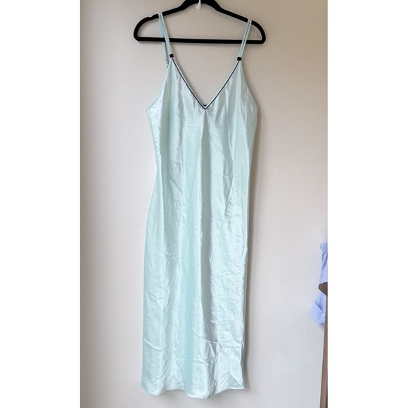 Jones New York Other - Jones New York Turquoise Satin Slip Dress Gown Large Blue Coquette Fairy Midi
